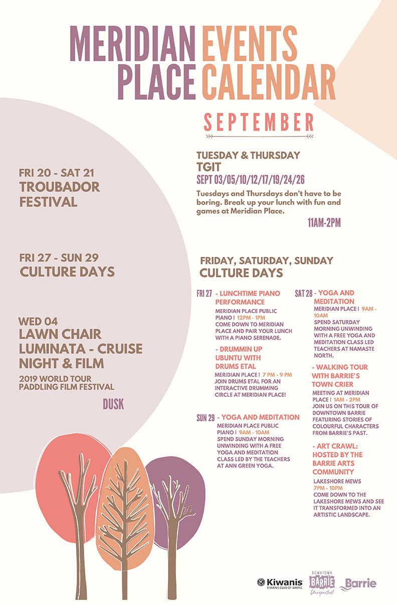 Meridian Place September Event Calendar Downtown Barrie Business 